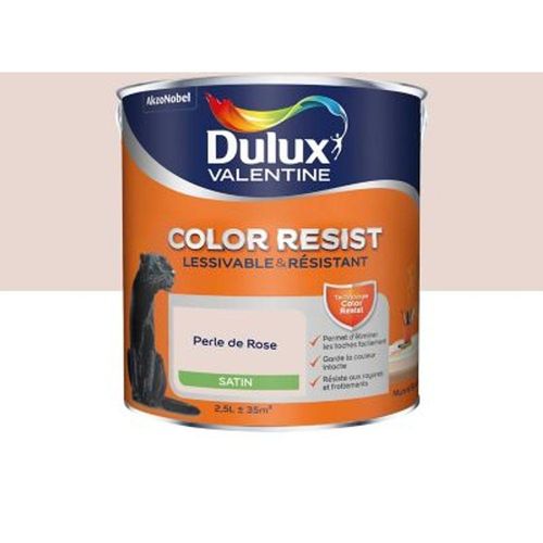 Peinture murs et boiseries Dulux Valentine Color Resist perle de rose satin 2 5L