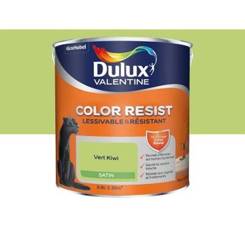 Peinture murs et boiseries Dulux Valentine Color Resist vert kiwi satin 2 5L