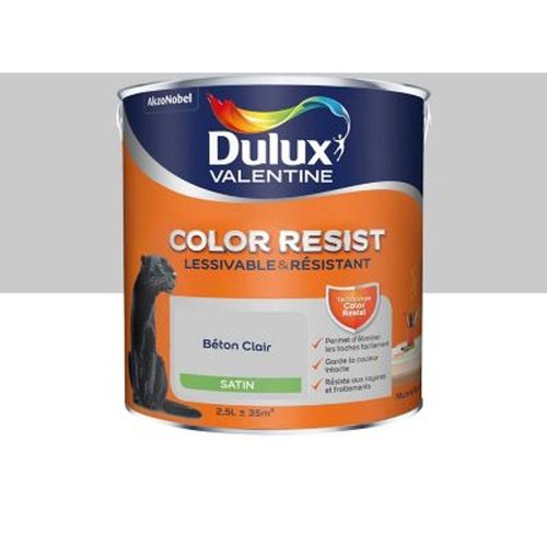 Peinture murs et boiseries Dulux Valentine Color Resist b?ton clair satin 2 5L