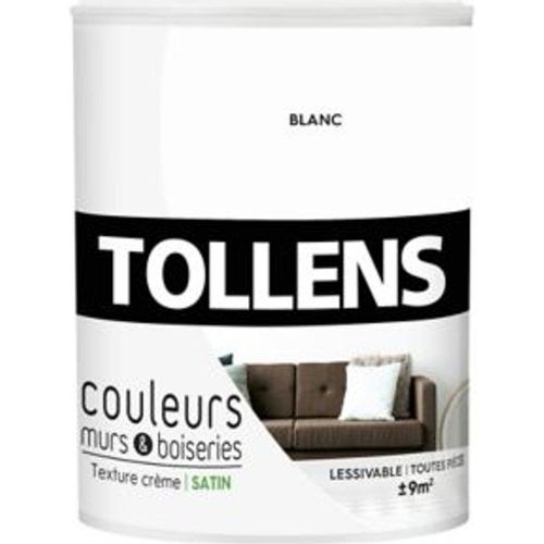 Peinture murs et boiseries Tollens blanc satin 0 75L