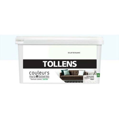 Peinture murs et boiseries Tollens ?clat de blanc satin 2 5L