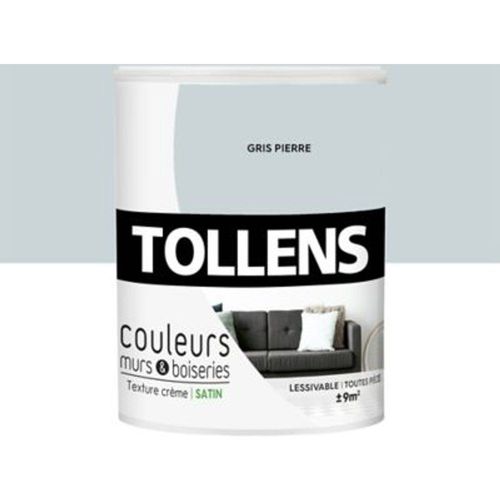 Peinture murs et boiseries Tollens gris pierre satin 0 75L