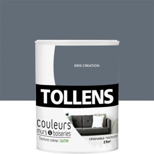 Peinture murs et boiseries Tollens gris cr?ation satin 0 75L