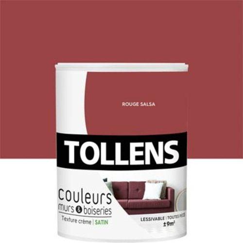 Peinture murs et boiseries Tollens rouge salsa satin 0 75L