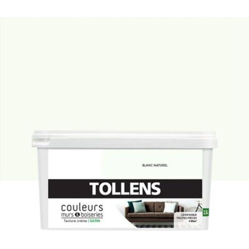 Peinture murs et boiseries Tollens blanc naturel satin 2 5L