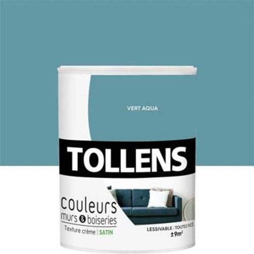 Peinture murs et boiseries Tollens vert aqua satin 0 75L