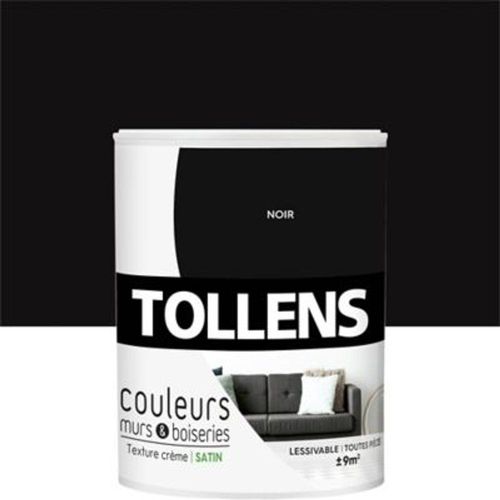 Peinture murs et boiseries Tollens noir satin 0 75L
