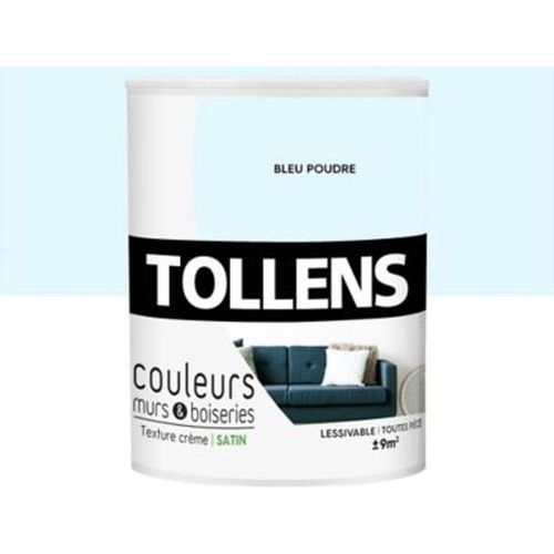 Peinture murs et boiseries Tollens bleu poudr? satin 0 75L