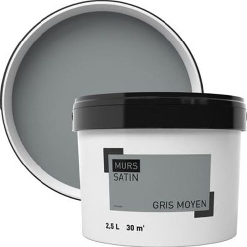 Peinture murale gris moyen satin 2 5L