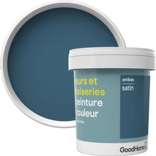 Peinture murs et boiseries GoodHome bleu Antibes satin 0 75L