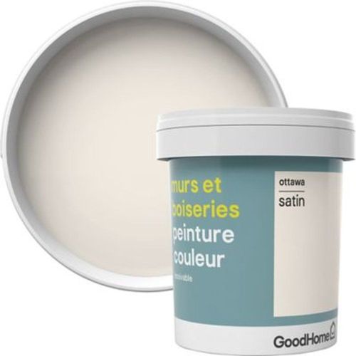 Peinture murs et boiseries GoodHome blanc Ottawa satin 0 75L