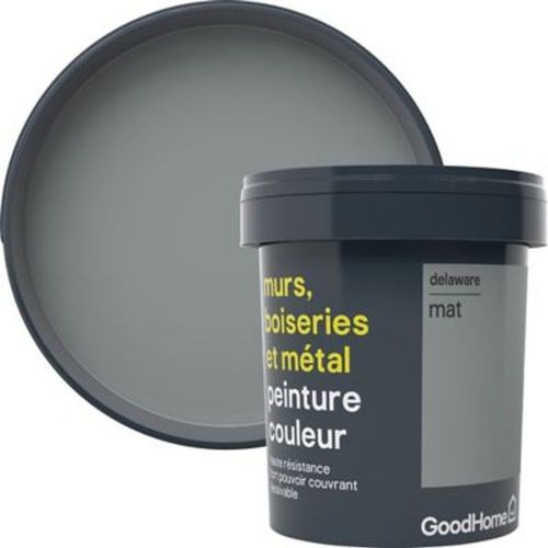 Peinture r?sistante murs  boiseries et m?tal GoodHome gris Delaware mat 0 75L