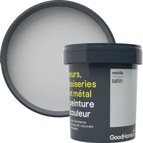 Peinture r?sistante murs  boiseries et m?tal GoodHome gris Melville satin 0 75L