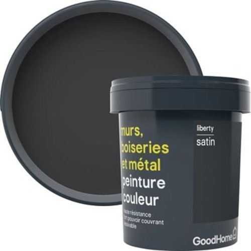 Peinture r?sistante murs  boiseries et m?tal GoodHome noir Liberty satin 0 75L