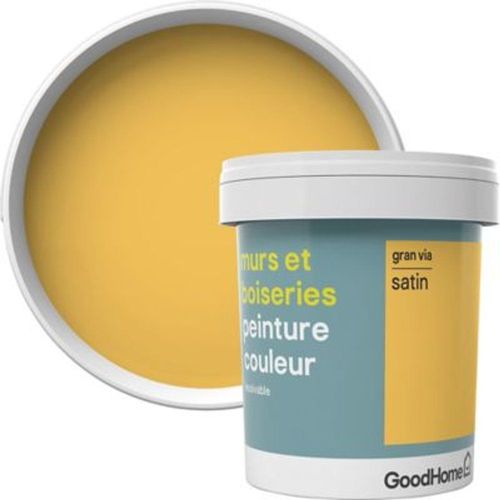 Peinture murs et boiseries GoodHome jaune Gran Via satin 0 75L