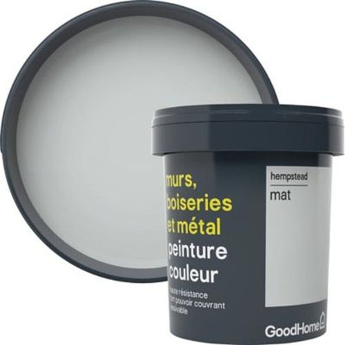 Peinture r?sistante murs  boiseries et m?tal GoodHome gris Hempstead mat 0 75L