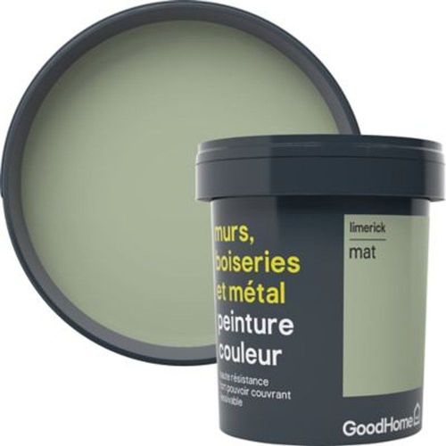 Peinture r?sistante murs  boiseries et m?tal GoodHome vert Limerick mat 0 75L