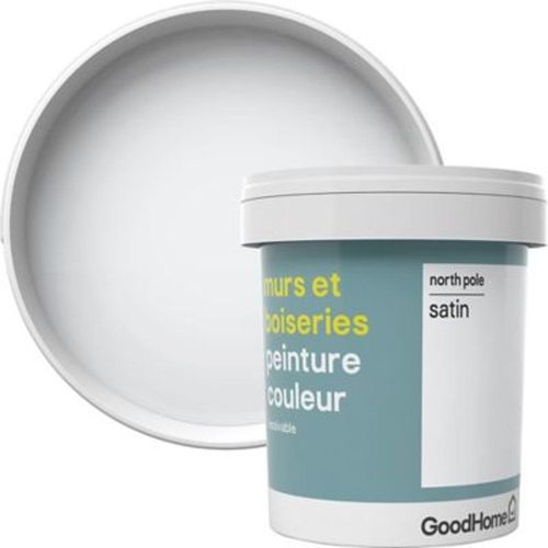 Peinture murs et boiseries GoodHome blanc North Pole satin 0 75L
