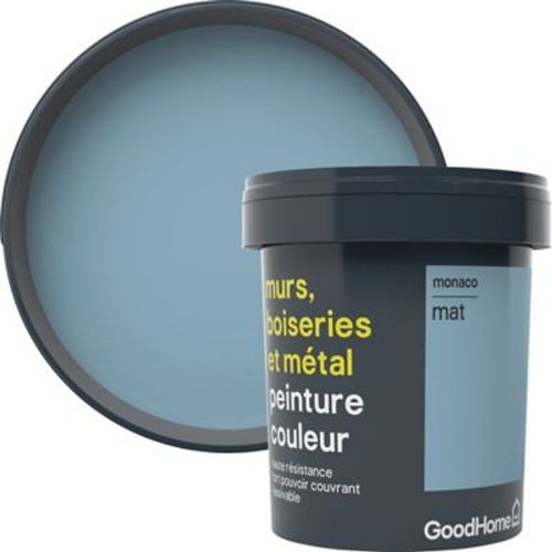Peinture r?sistante murs  boiseries et m?tal GoodHome bleu Monaco mat 0 75L