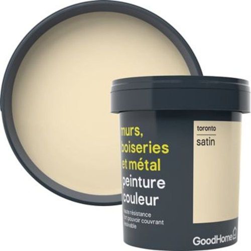 Peinture r?sistante murs  boiseries et m?tal GoodHome blanc Toronto satin 0 75L