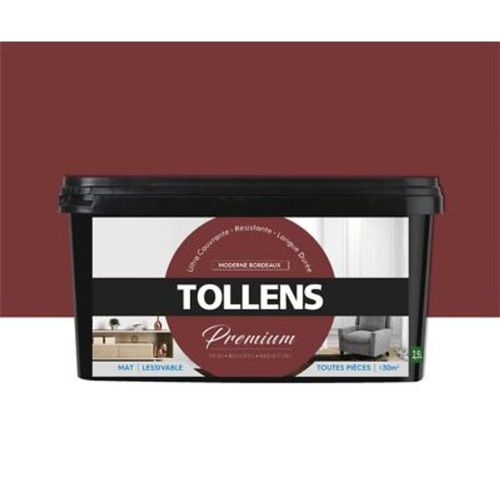 Peinture Tollens premium murs  boiseries et radiateurs moderne bordeaux mat 2 5L
