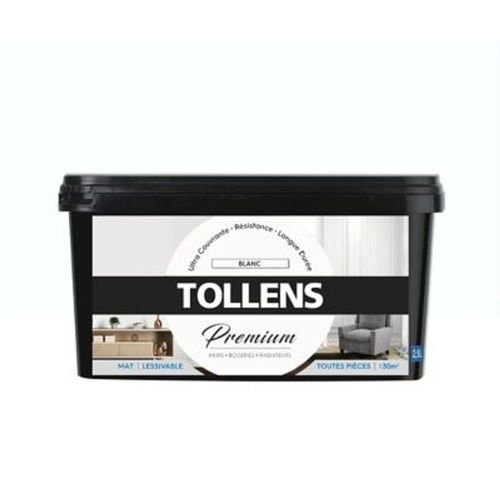 Peinture Tollens premium murs  boiseries et radiateurs blanc mat 2 5L