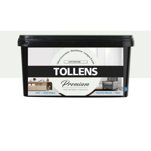 Peinture Tollens premium murs  boiseries et radiateurs lait d'avoine mat 2 5L