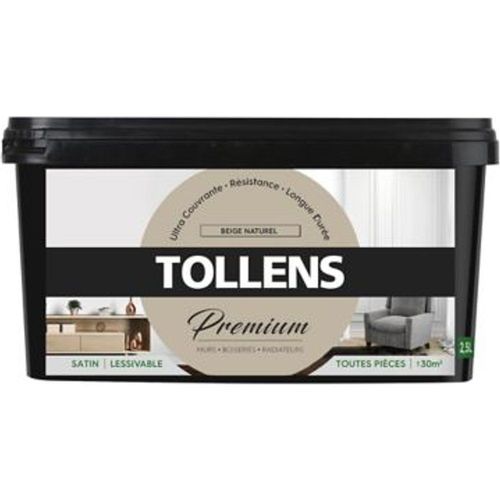 Peinture Tollens premium murs  boiseries et radiateurs beige naturel satin 2 5L