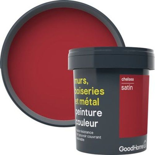 Peinture r?sistante murs  boiseries et m?tal GoodHome rouge Chelsea satin 0 75L