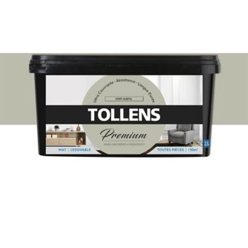 Peinture Tollens premium murs  boiseries et radiateurs vert subtil mat 2 5L