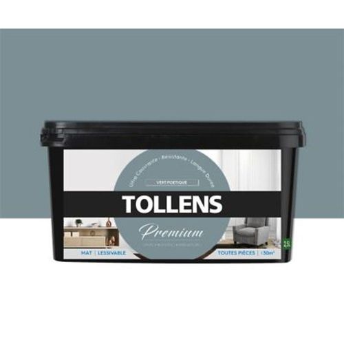 Peinture Tollens premium murs  boiseries et radiateurs vert po?tique mat 2 5L