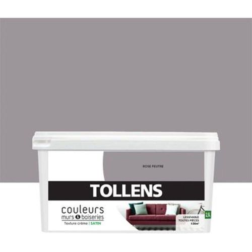 Peinture murs et boiseries Tollens rose feutr? satin 2 5L