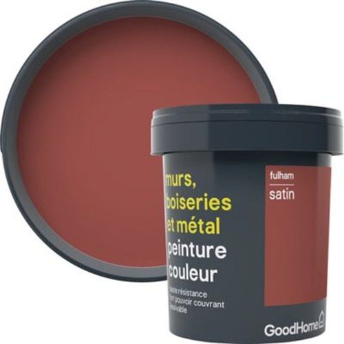 Peinture r?sistante murs  boiseries et m?tal GoodHome rouge Fulham satin 0 75L