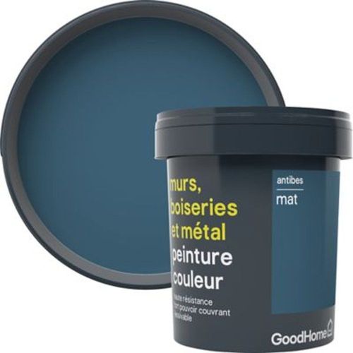 Peinture r?sistante murs  boiseries et m?tal GoodHome bleu Antibes mat 0 75L