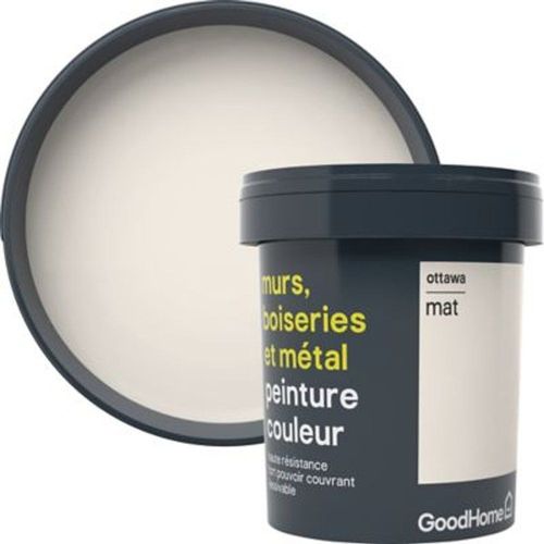 Peinture r?sistante murs  boiseries et m?tal GoodHome blanc Ottawa mat 0 75L