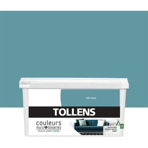 Peinture murs et boiseries Tollens vert aqua satin 2 5L