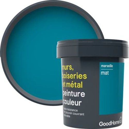 Peinture r?sistante murs  boiseries et m?tal GoodHome bleu Marseille mat 0 75L