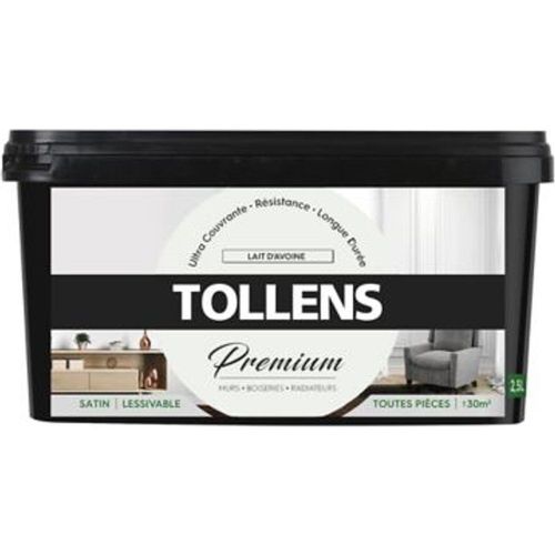 Peinture Tollens premium murs  boiseries et radiateurs lait d'avoine satin 2 5L
