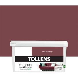 Peinture murs et boiseries Tollens lie de vin tendre satin 2 5L
