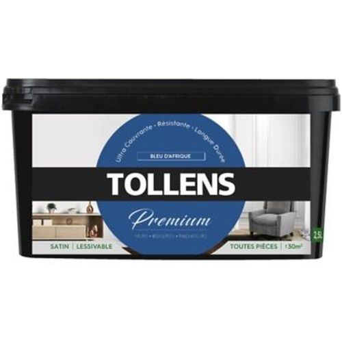 Peinture Tollens premium murs  boiseries et radiateurs bleu d'Afrique satin 2 5L