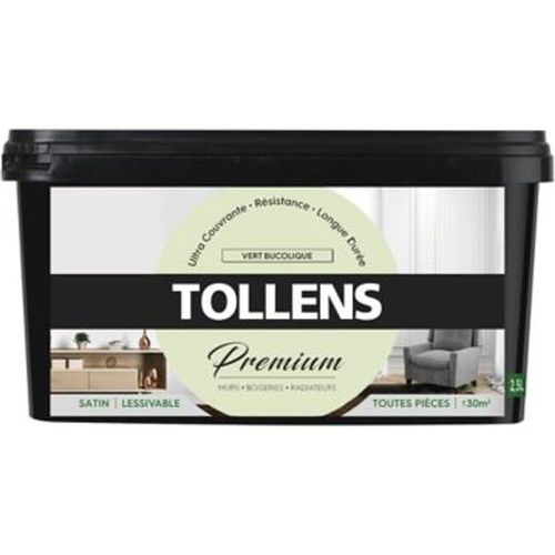 Peinture Tollens premium murs  boiseries et radiateurs vert bucolique satin 2 5L
