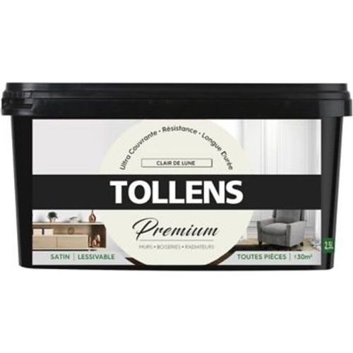 Peinture Tollens premium murs  boiseries et radiateurs clair de lune satin 2 5L