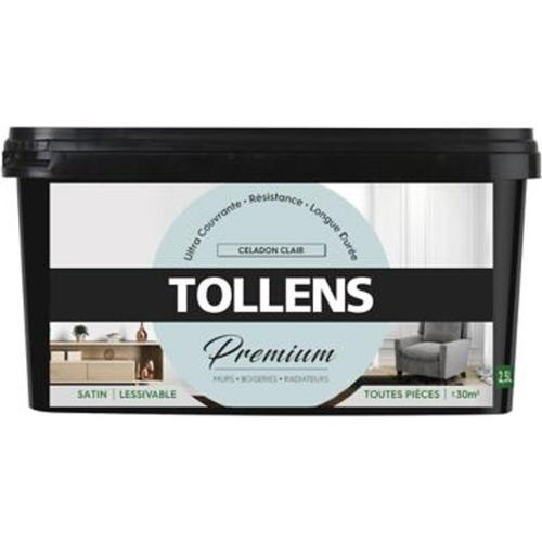 Peinture Tollens premium murs  boiseries et radiateurs c?ladon clair satin 2 5L