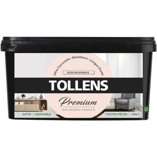 Peinture Tollens premium murs  boiseries et radiateurs rose millennials satin 2 5L
