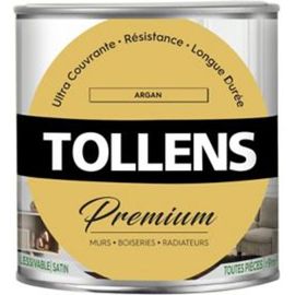 Peinture Tollens premium murs  boiseries et radiateurs argan satin 0 75L