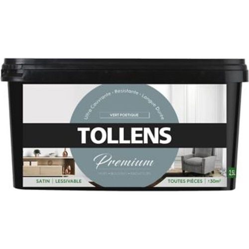 Peinture Tollens premium murs  boiseries et radiateurs vert po?tique satin 2 5L