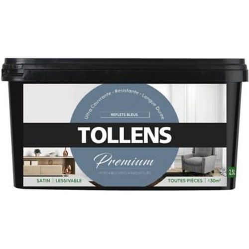 Peinture Tollens premium murs  boiseries et radiateurs reflets bleus satin 2 5L