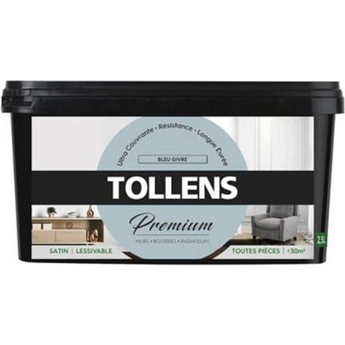 Peinture Tollens premium murs  boiseries et radiateurs bleu givr? satin 2 5L