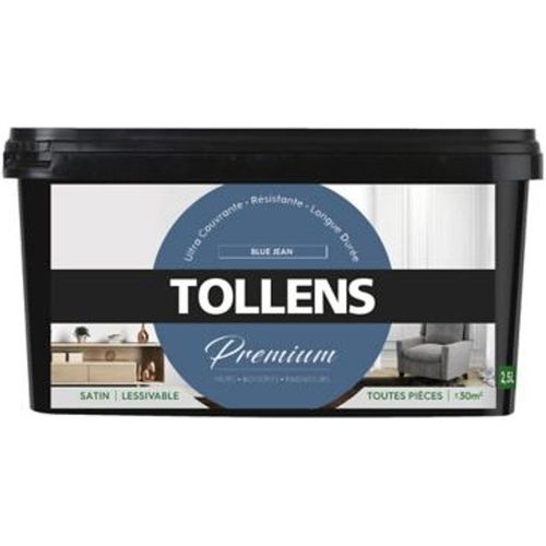 Peinture Tollens premium murs  boiseries et radiateurs blue jean satin 2 5L
