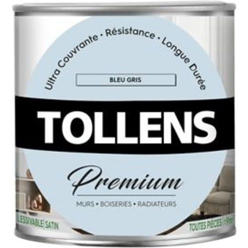 Peinture Tollens premium murs  boiseries et radiateurs bleu gris satin 0 75L